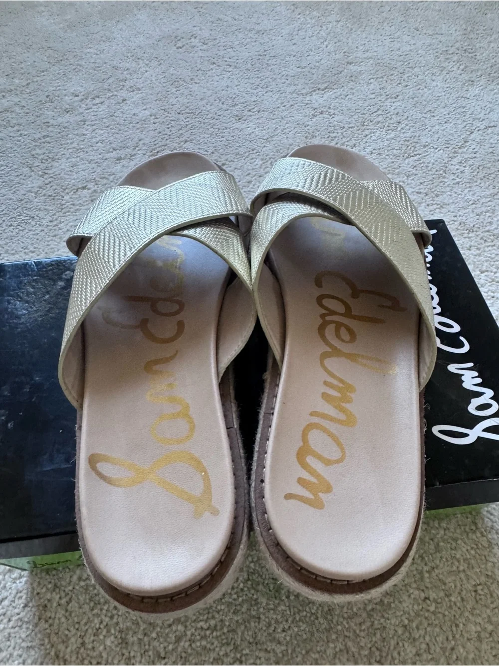 Gold Platform Espadrille Slide Sandals - Womens